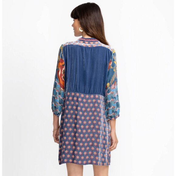 Johnny Was Vember Burnout Gweneth Dress Flowers Velvet Floral Blue New - Picture 2 of 8